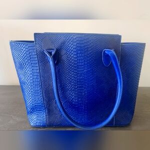 Royal Blue Snakeskin Tote w/ Shoulder Strap